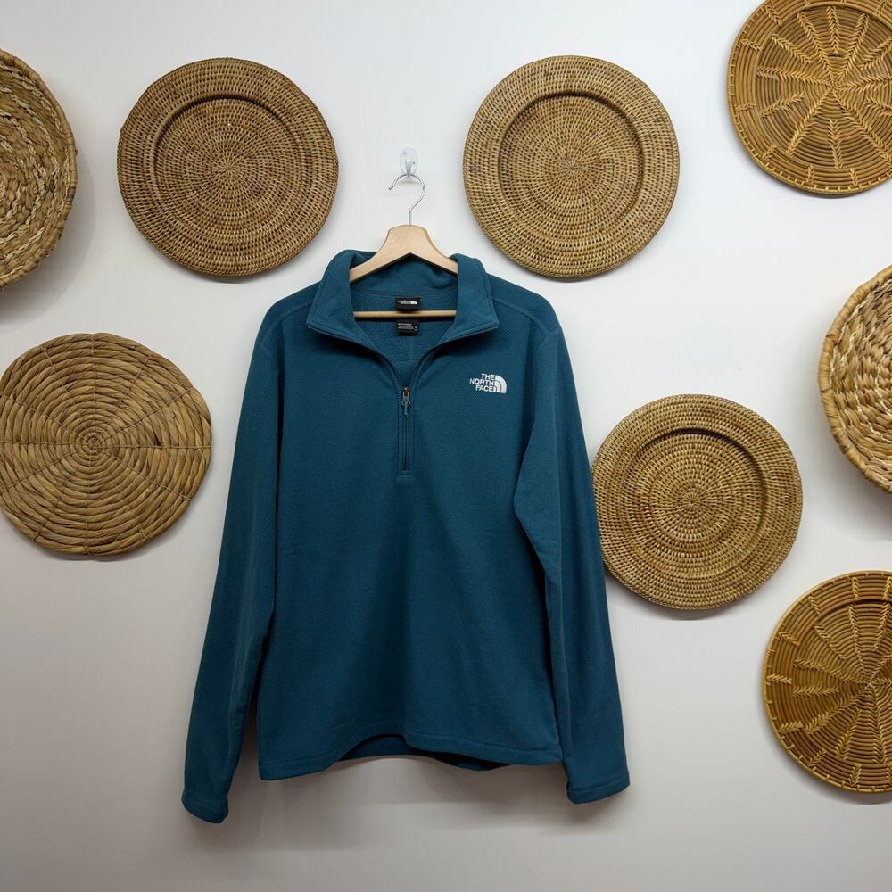 The North Face Blue Fleece Quarter Zip Sweatshirt Top Mens Medium